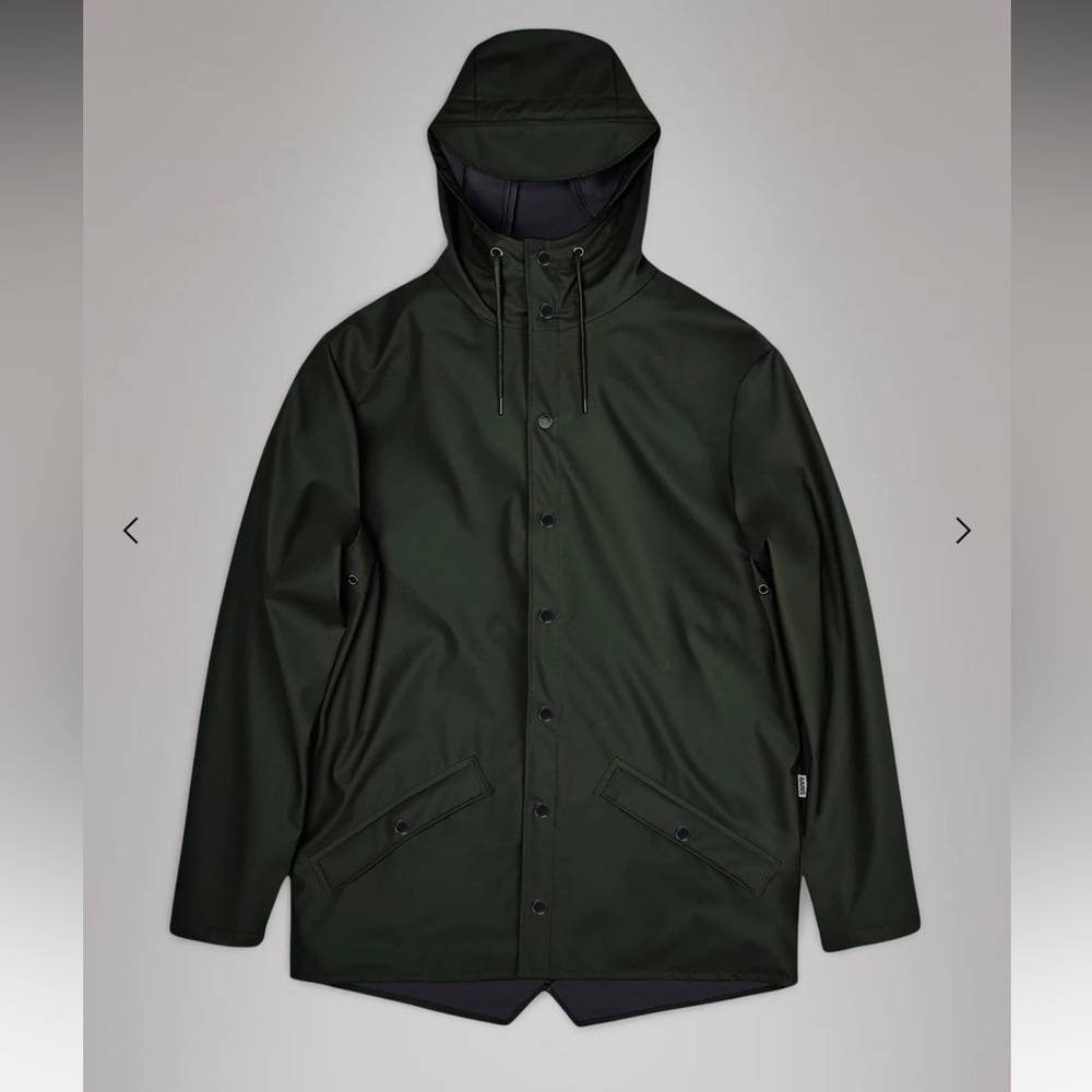 Rains Dark Green Hooded Rain Jacket